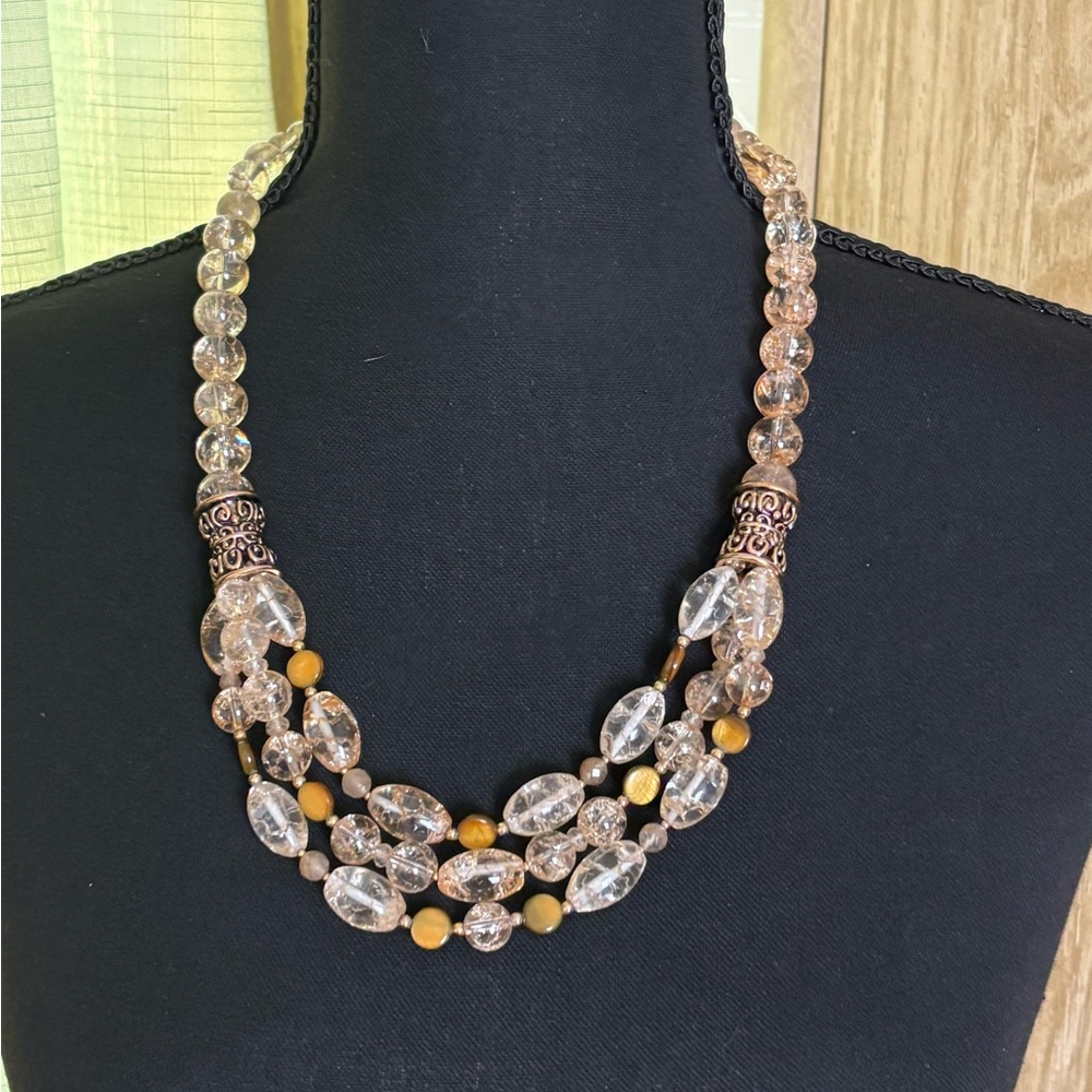 Studio Barse Triple Strand Beaded Necklace 24”+3”